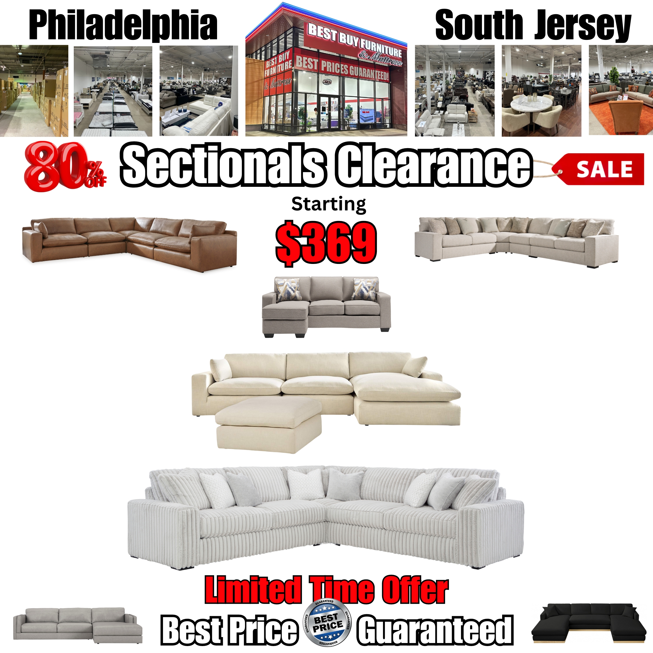 large selection of affordable sectionals